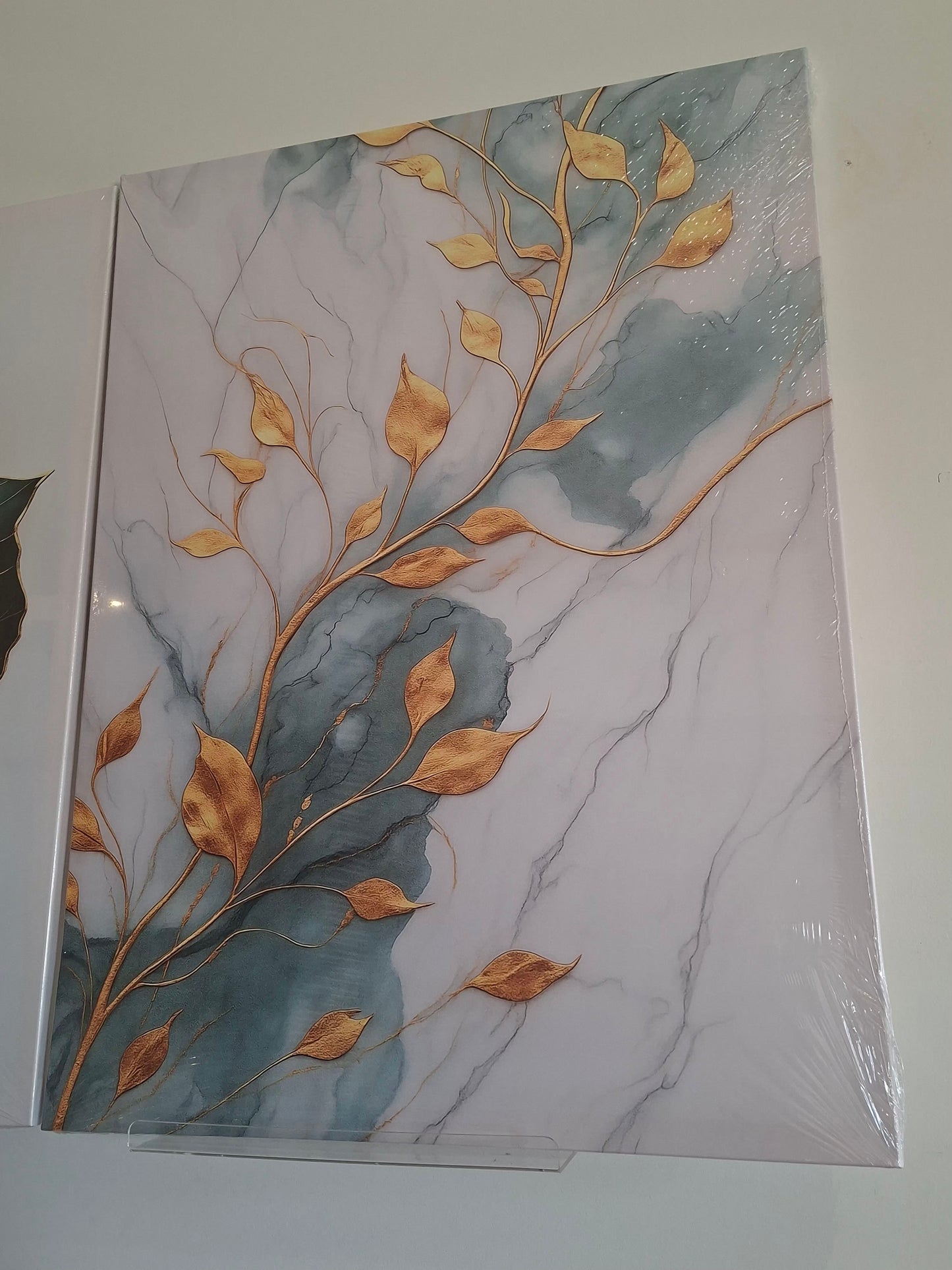 Marble Texture Canvas with Metallic Accents Wall Art Set