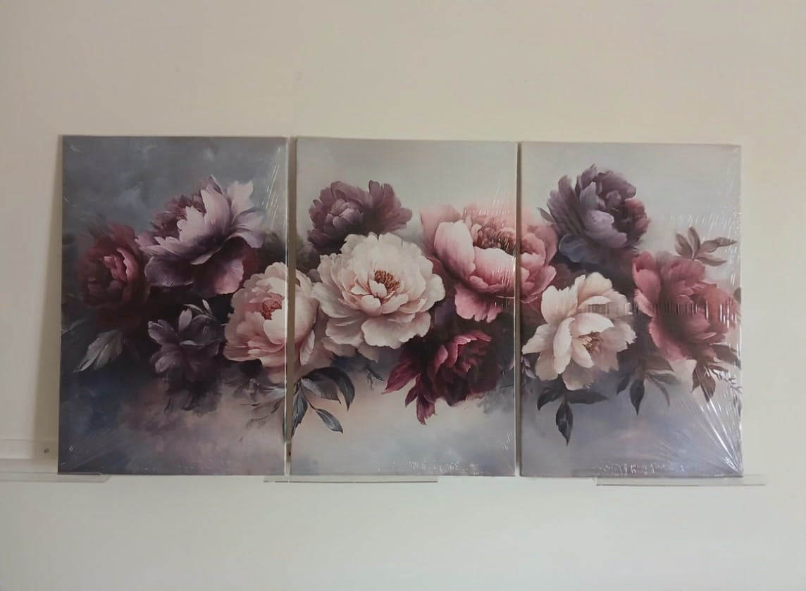 Purple Peony Floral Canvas Prints Wall Art Set