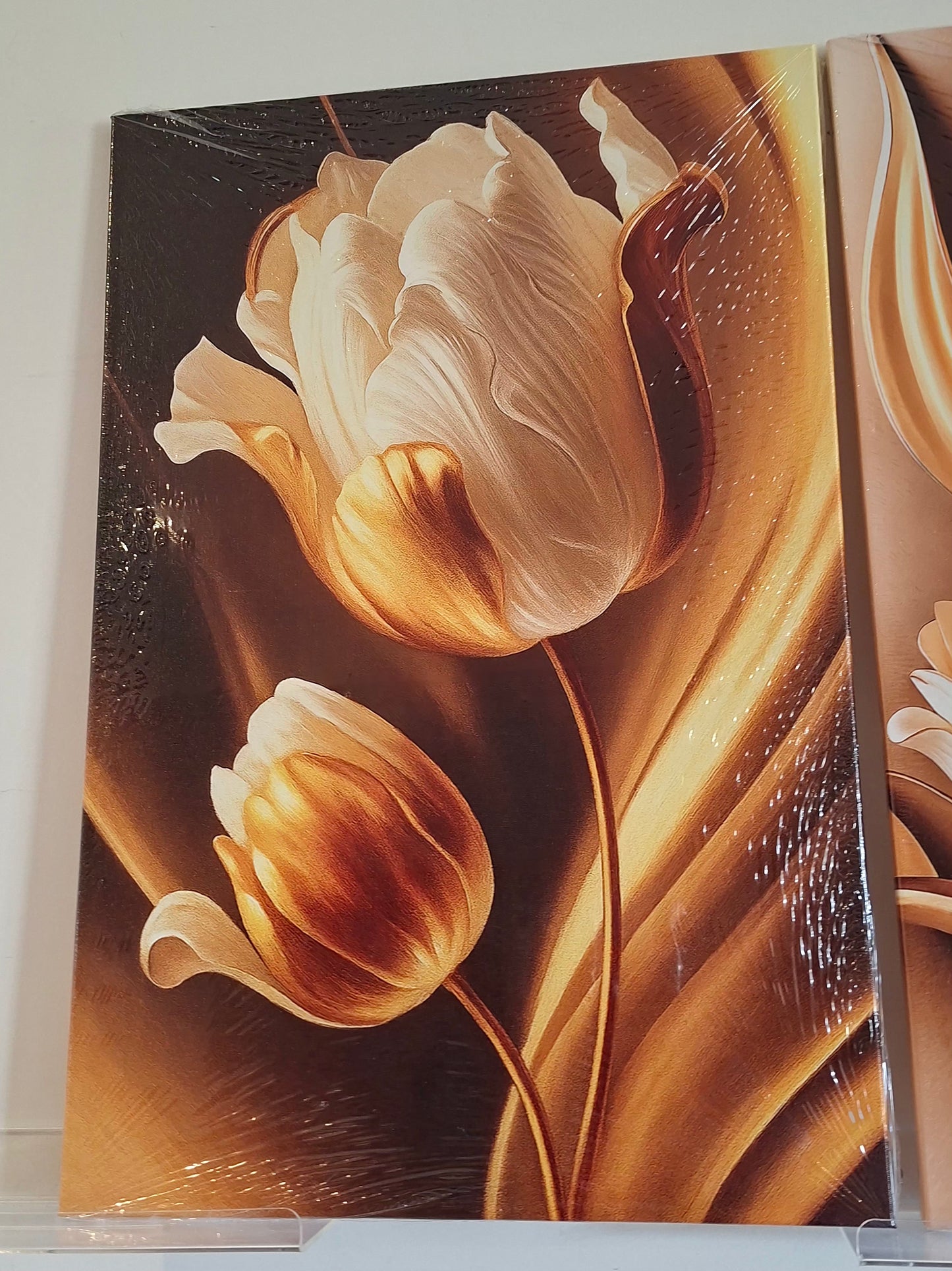 Luxury Gold Tulip Canvas Wall Art Set