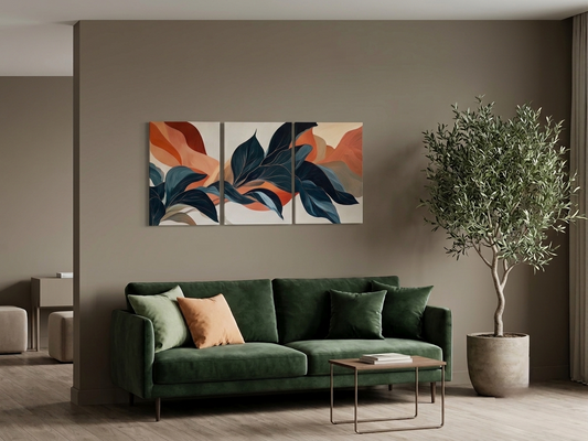 Botanical Elegance Canvas Wall Art Set – Abstract Nature Boho Décor