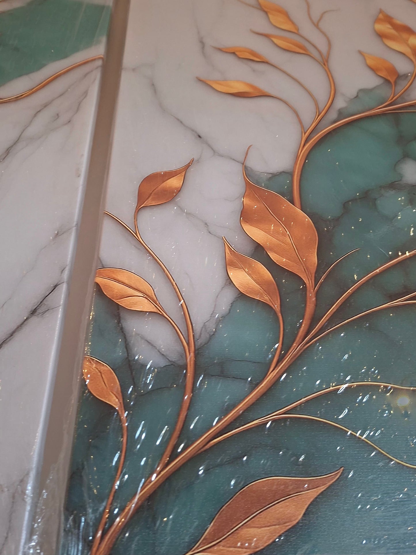 Green Marble & Gold Abstract Wall Art – Modern Minimalist Canvas Décor