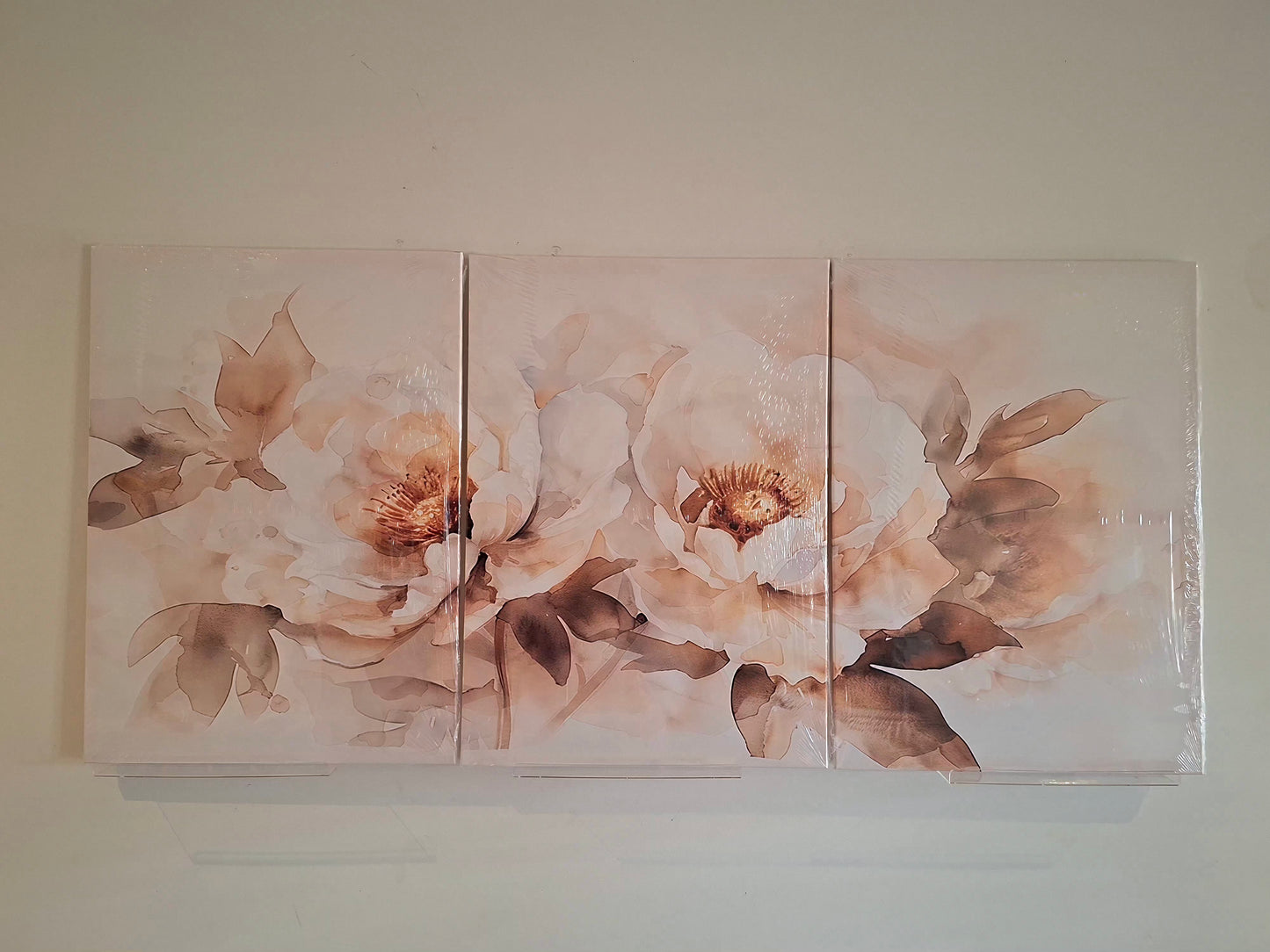 White Peony Floral Canvas Wall Art Set