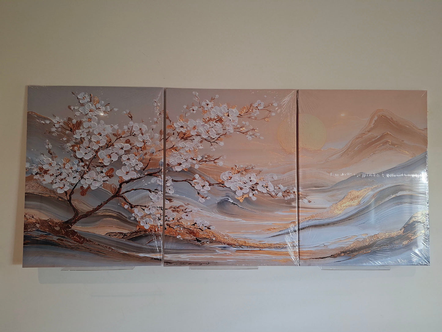 Plum Blossom Landscape Canvas Wall Art Set