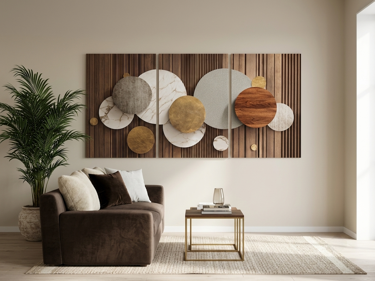 Neutral Abstract Circle Canvas Wall Art Set