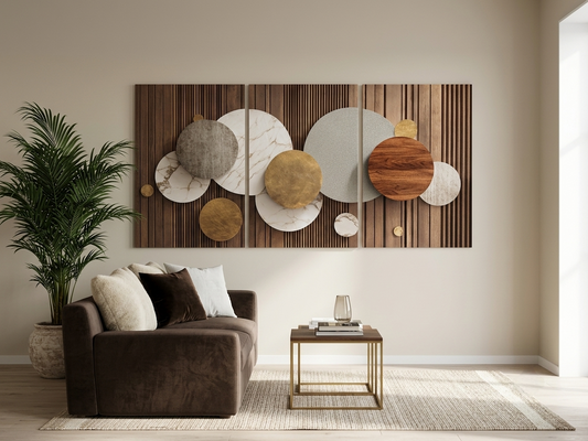 Neutral Abstract Circle Canvas Wall Art Set