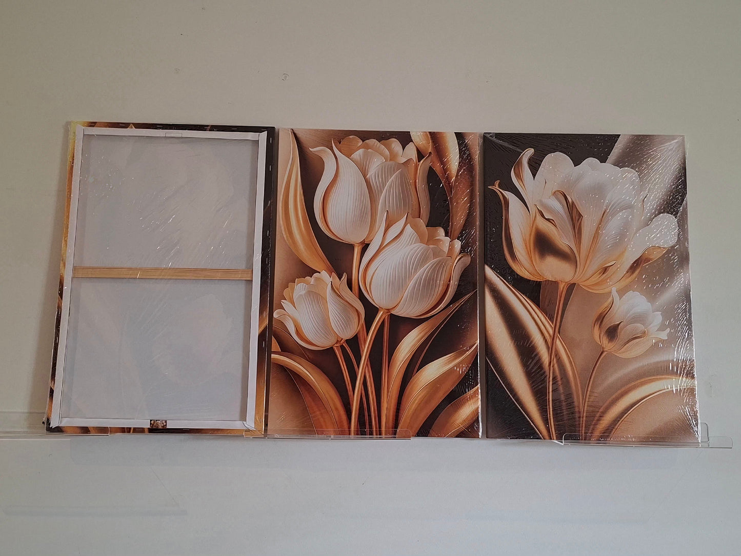 Luxury Gold Tulip Canvas Wall Art Set