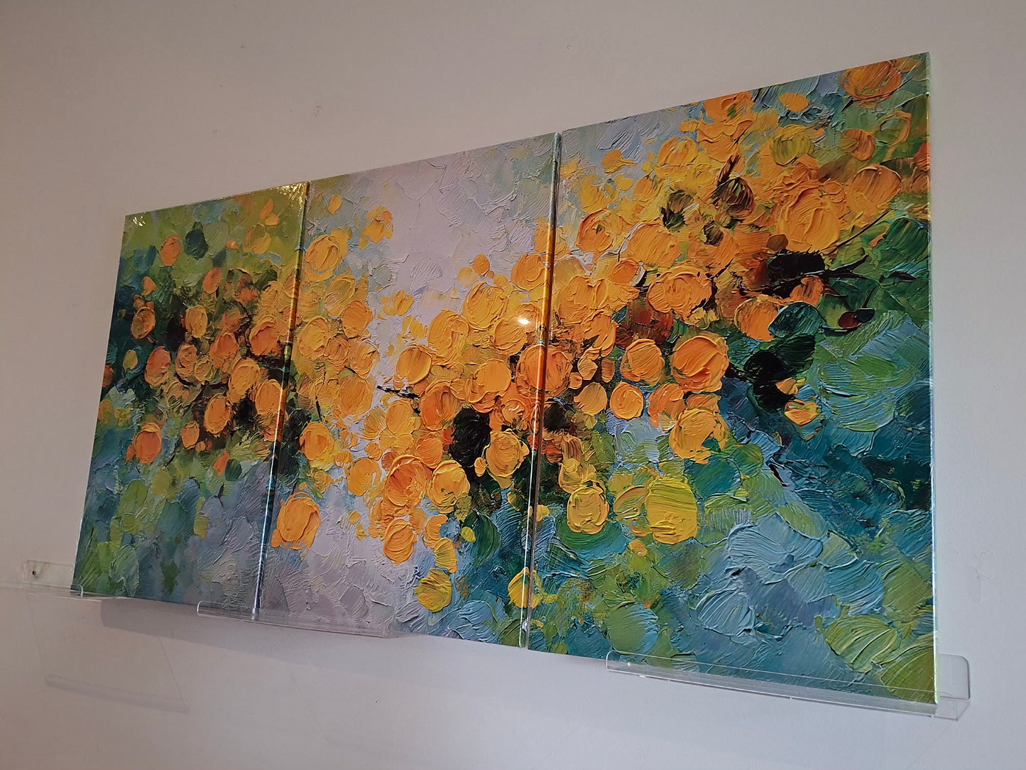 Yellow Blossom Botanical Canvas Wall Art – Turquoise Modern Nature Décor