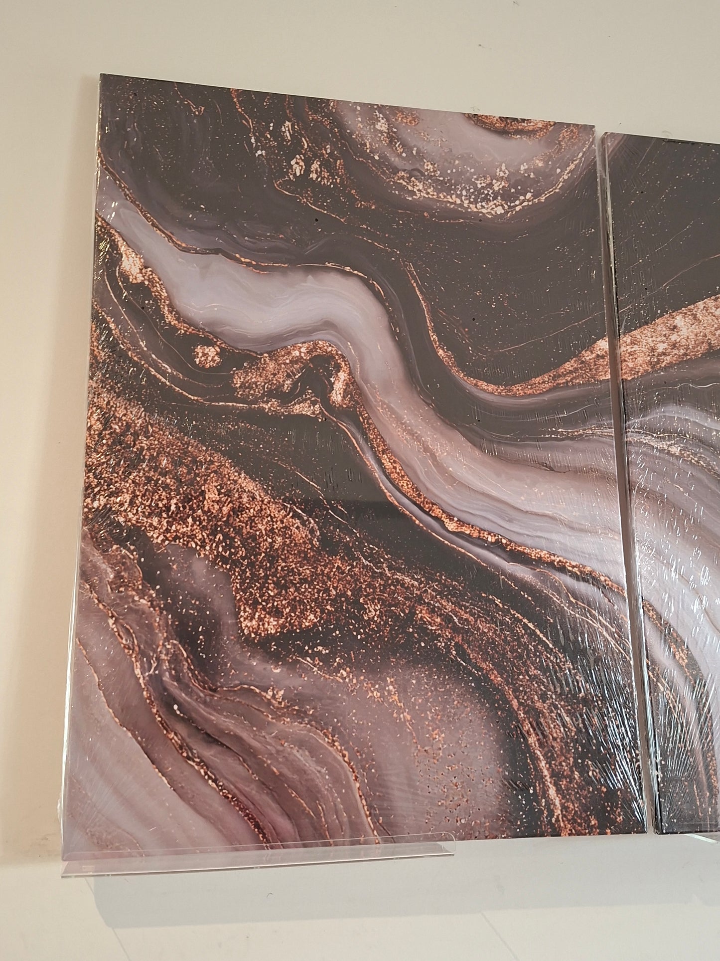Golden Abstract Wall Art – Luxury Flowing Line Canvas Set