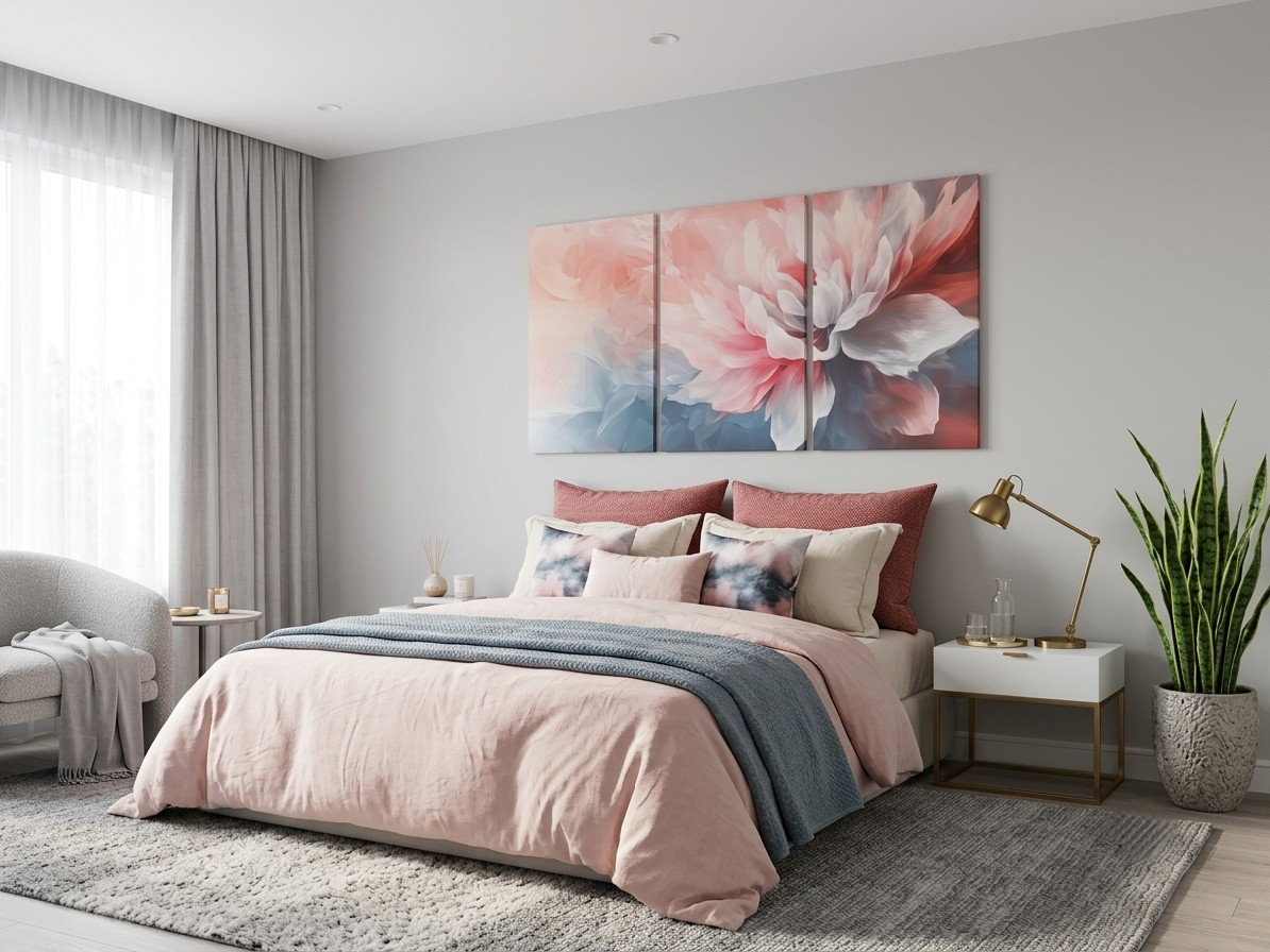 Pastel Bloom Floral Canvas Wall Art Set
