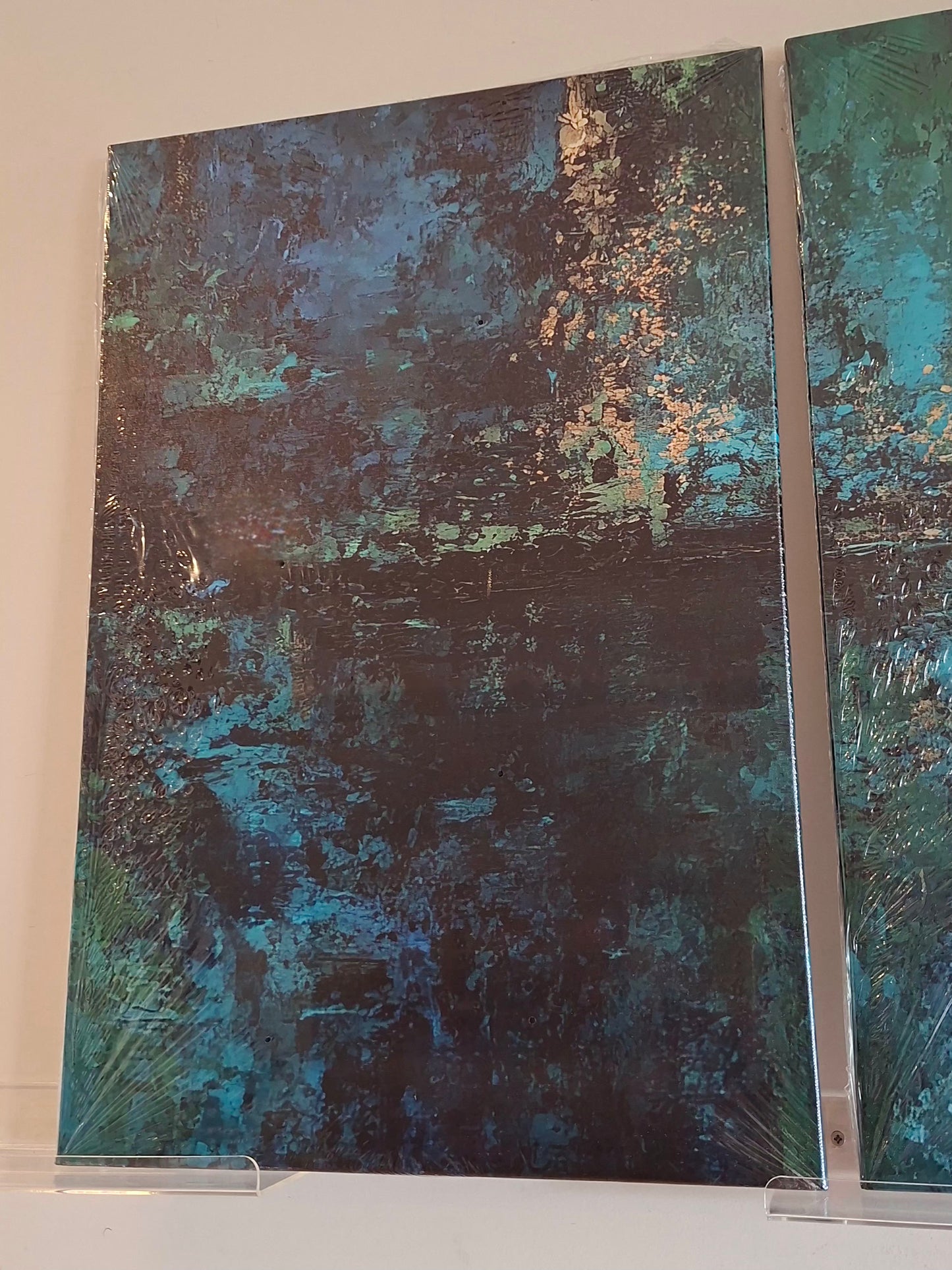 Teal Abstract Canvas Wall Art Set – Moody Textured Modern Décor
