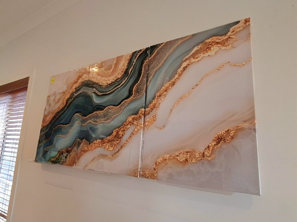 Teal & White Marble Waves Canvas Wall Art Set