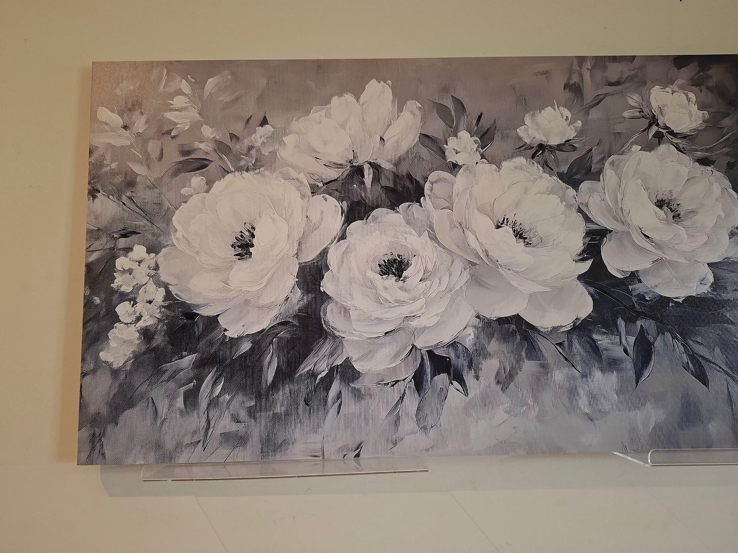 Blooming Rose Design in Black And White Tones Canvas Print