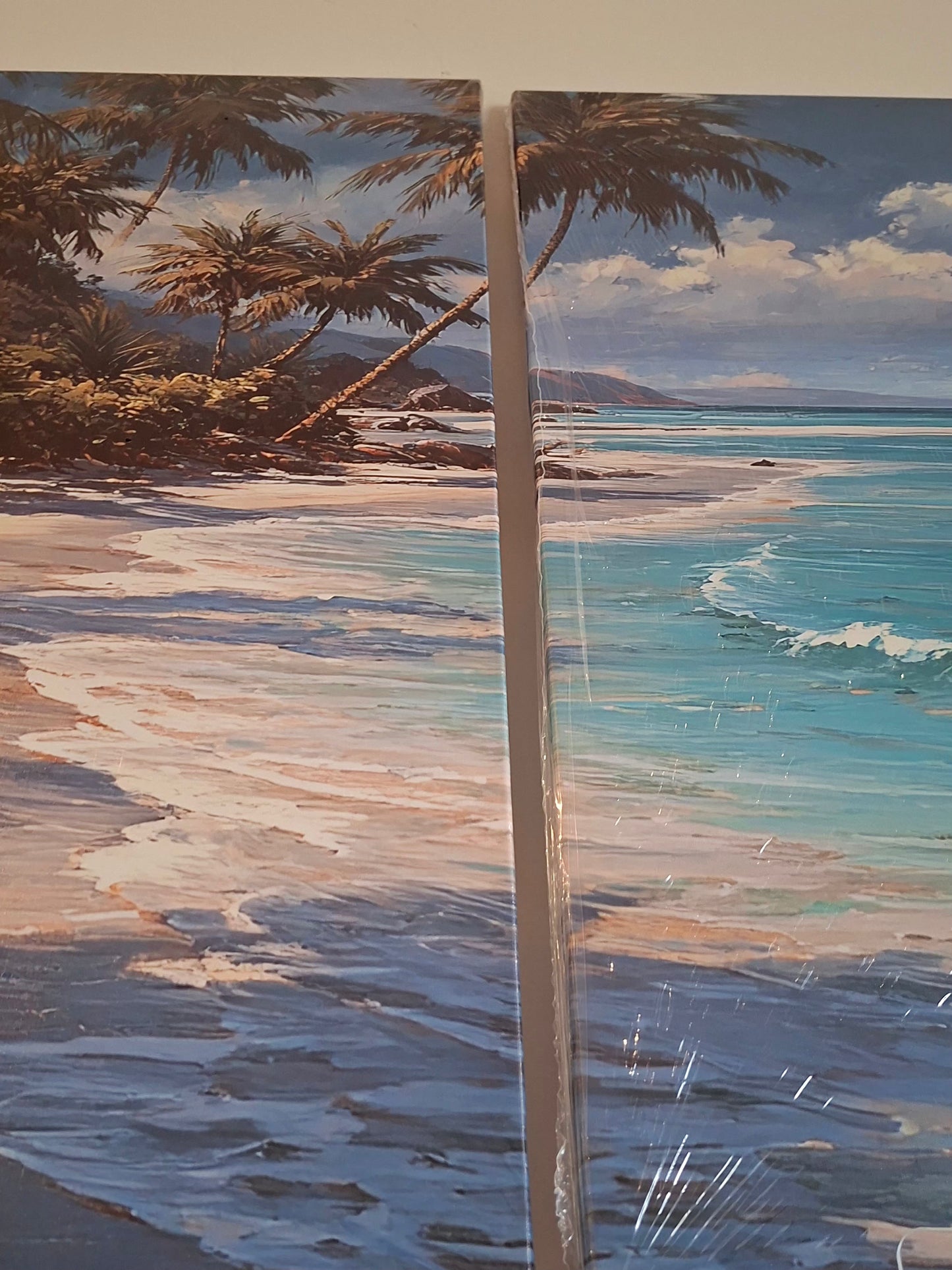 Tropical Beach Wall Art – Palm Trees & Ocean Waves Canvas Set