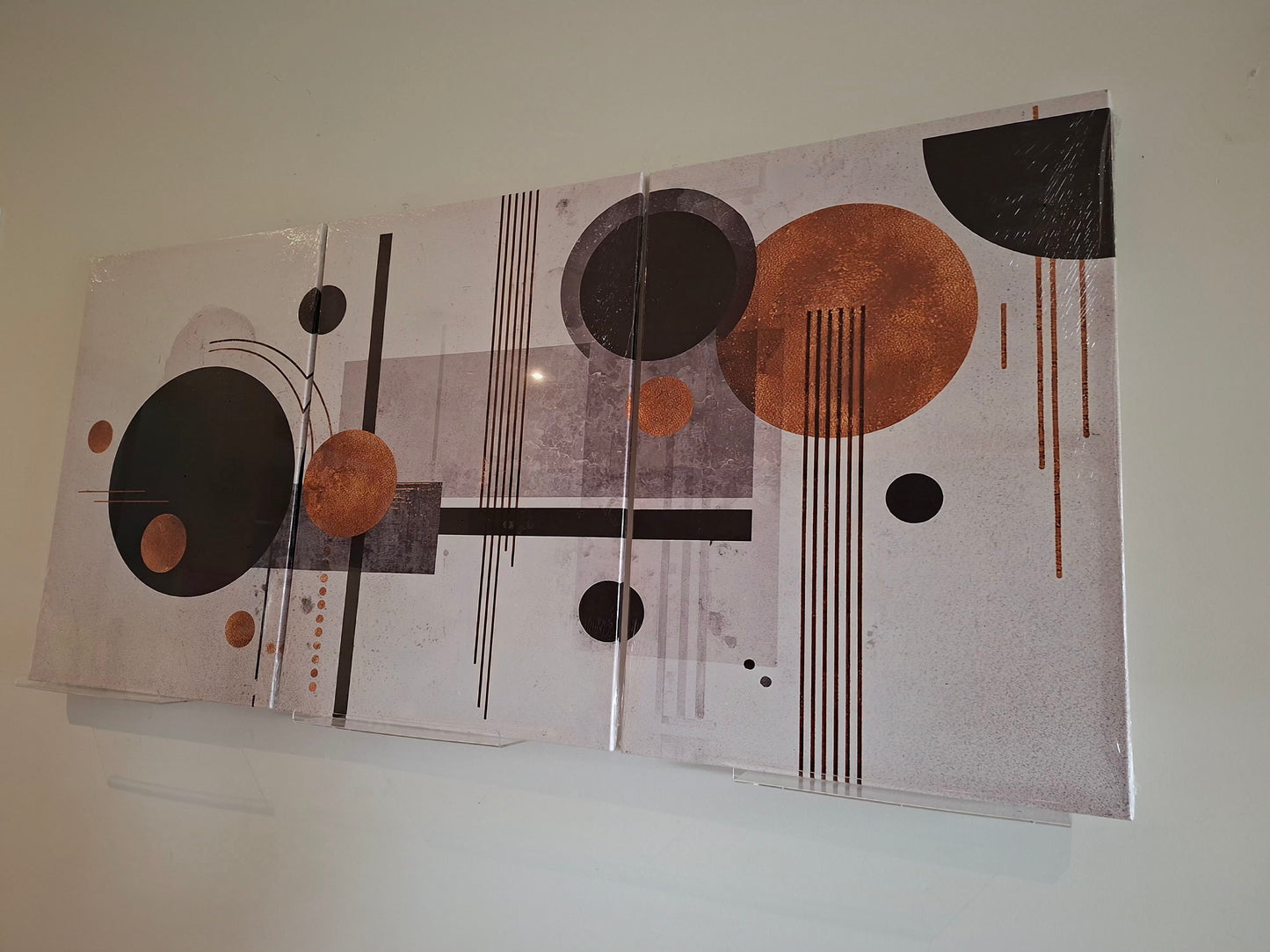 Abstract Geometric Canvas Wall Art – Gold Accent Modern Elegance