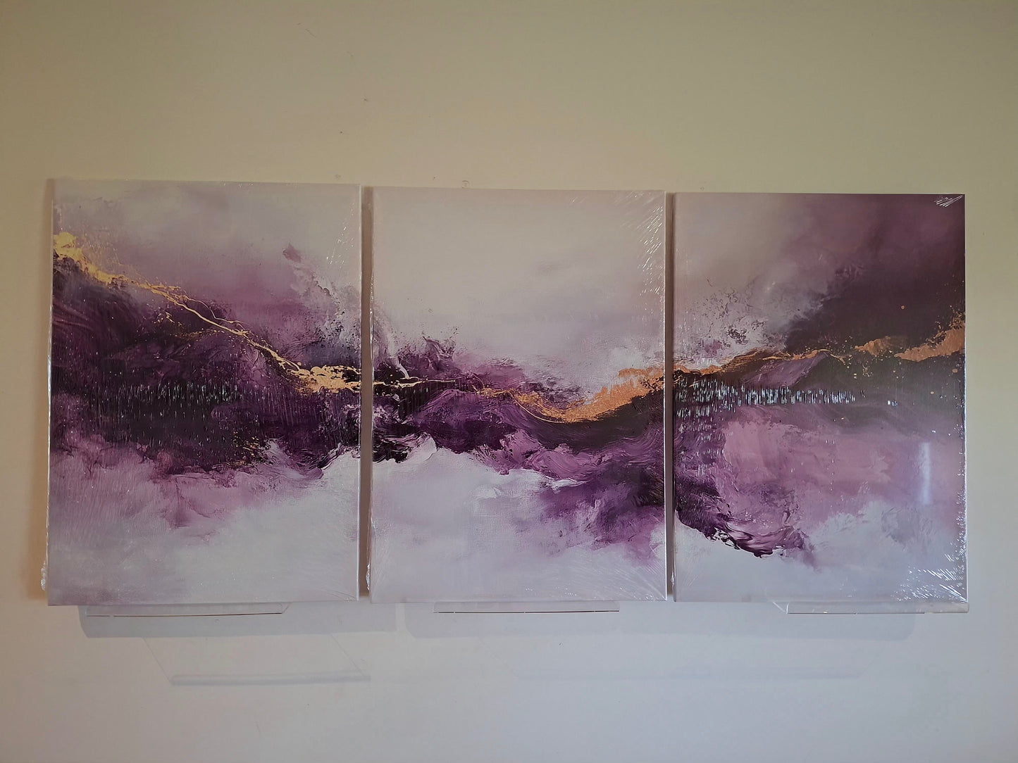 Purple & Gold Abstract Wall Art Set