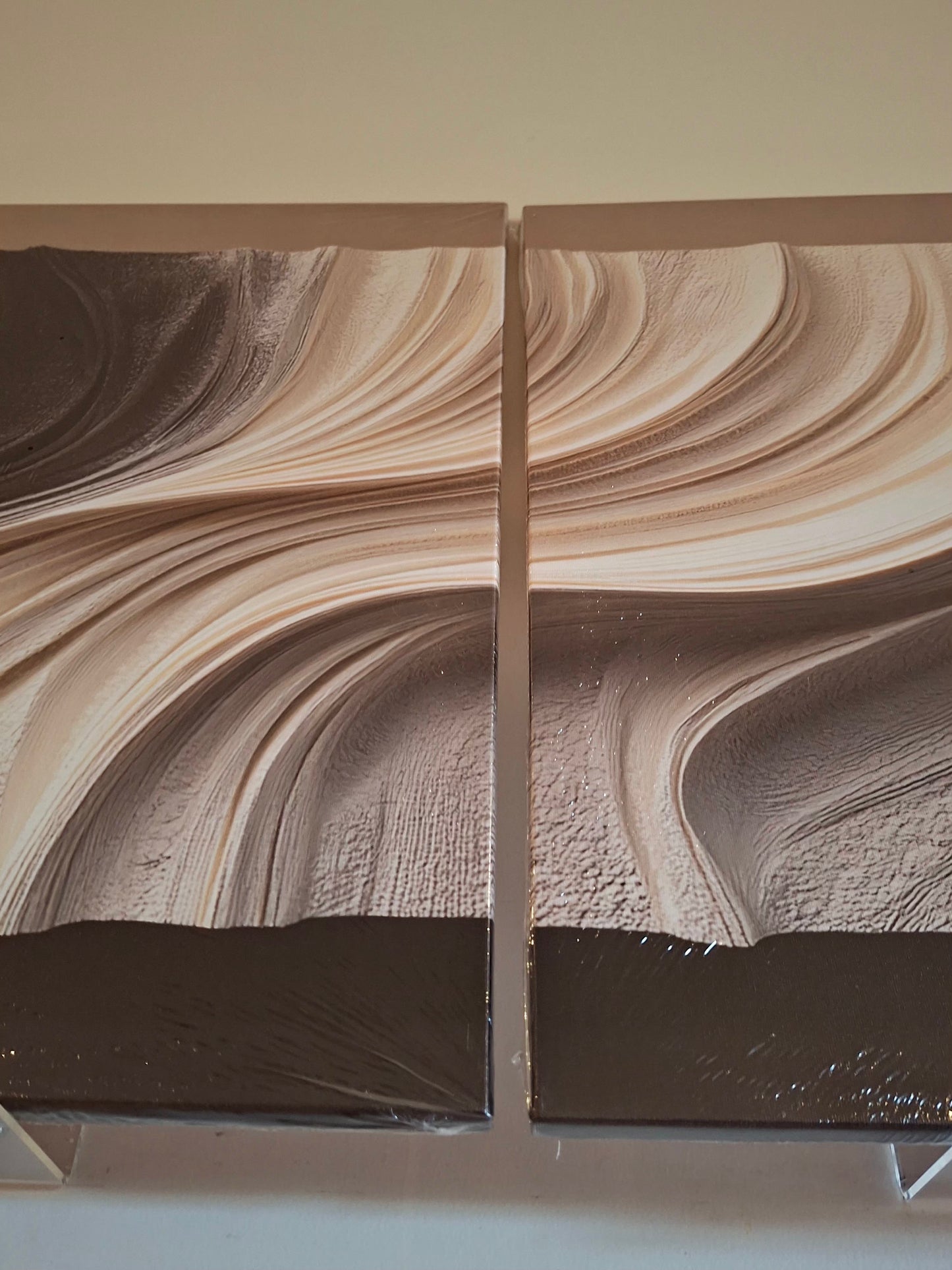 Monochrome Wave Texture Look Wall Art Set