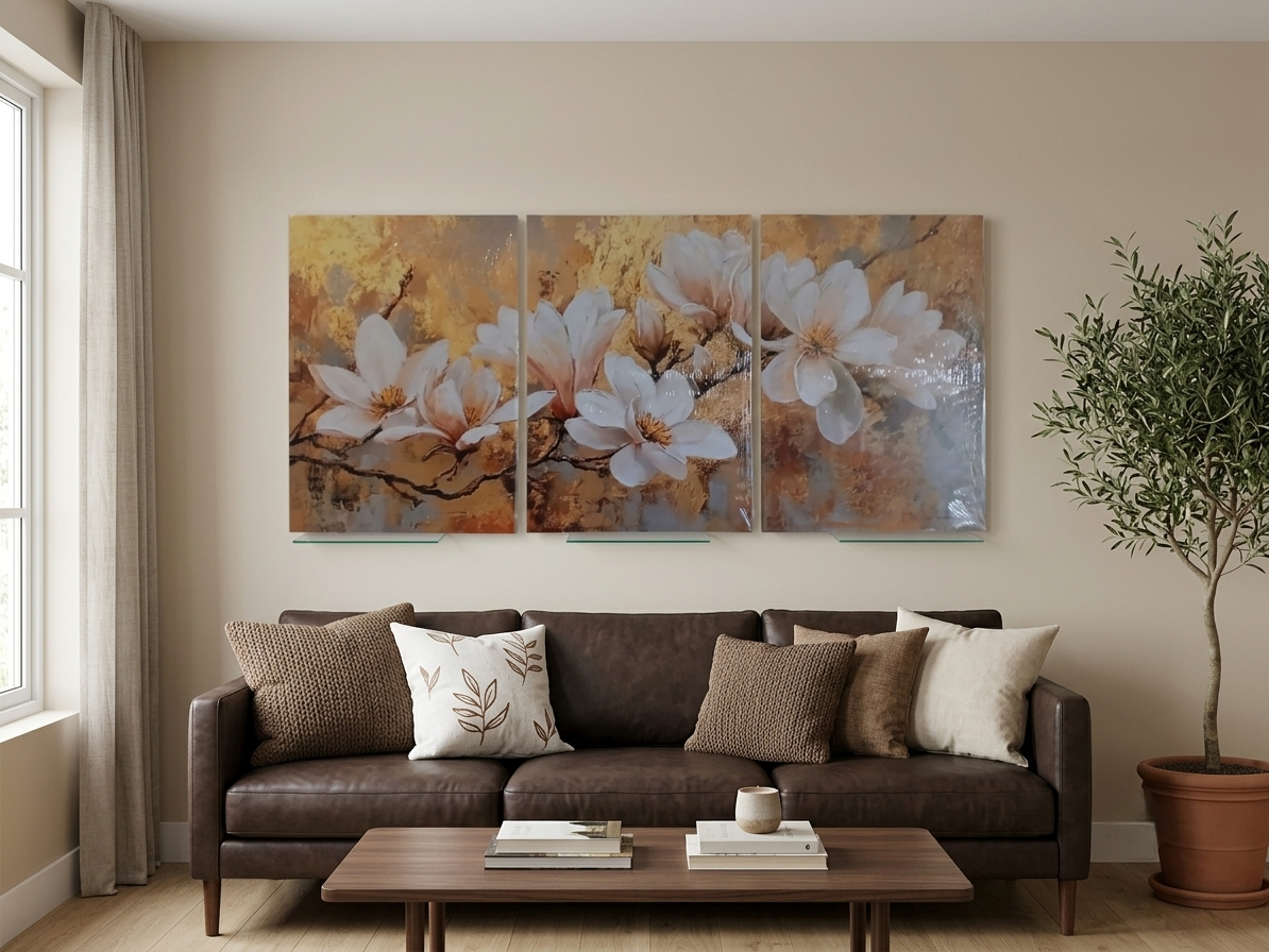 Magnolia Floral Canvas Print Wall Art – 3pcs Set