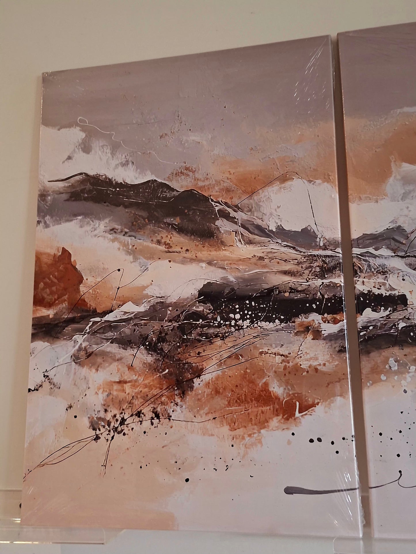 Earthy Neutral Abstract Canvas Wall Art Set
