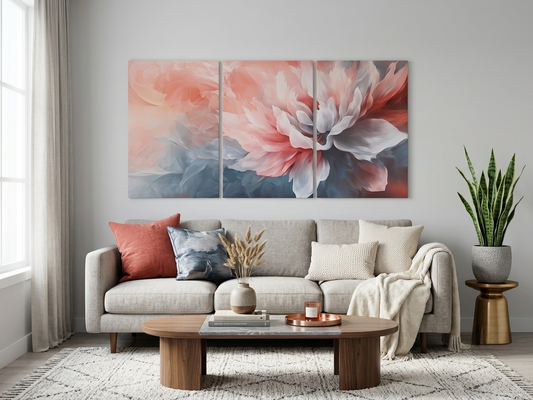 Pastel Bloom Floral Canvas Wall Art Set