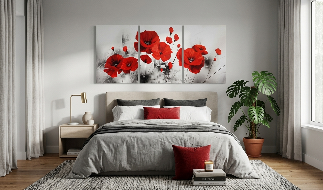 Beautiful Red Poppy Flower Canvas Print Wall Art