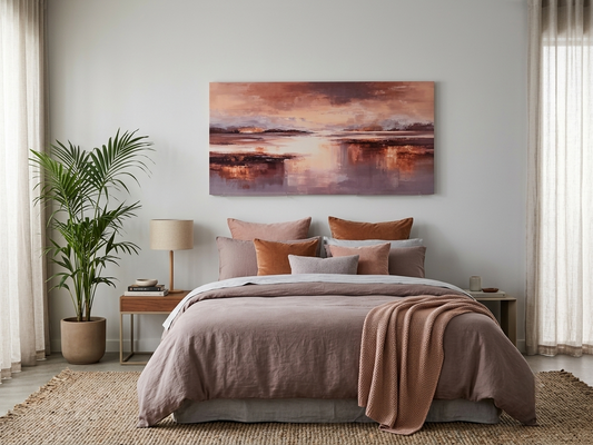 Minimalist Beige Abstract Landscape Canvas Wall Art Décor