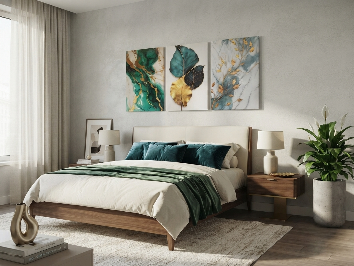 Marble Texture Canvas with Metallic Accents Wall Art Set