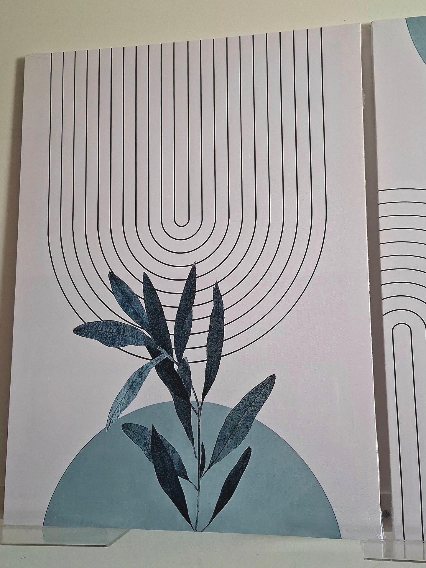 Botanical Geometric Wall Art – Green Leaf Abstract Canvas Set