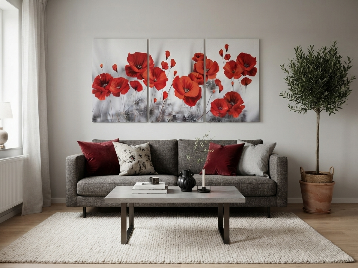 Red Poppy Flower Fantasy Canvas Print Wall Art
