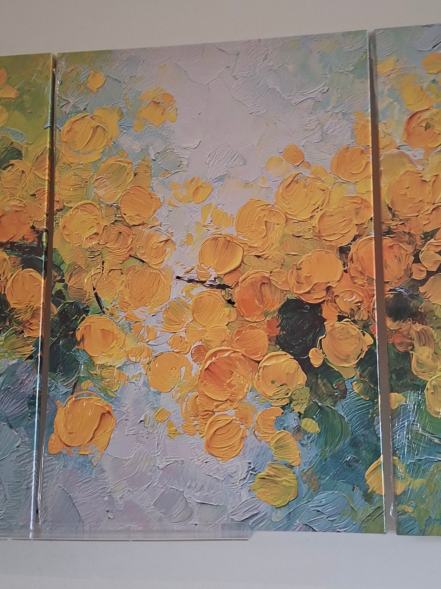 Yellow Blossom Botanical Canvas Wall Art – Turquoise Modern Nature Décor