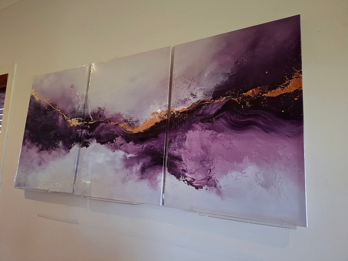 Purple & Gold Abstract Wall Art Set