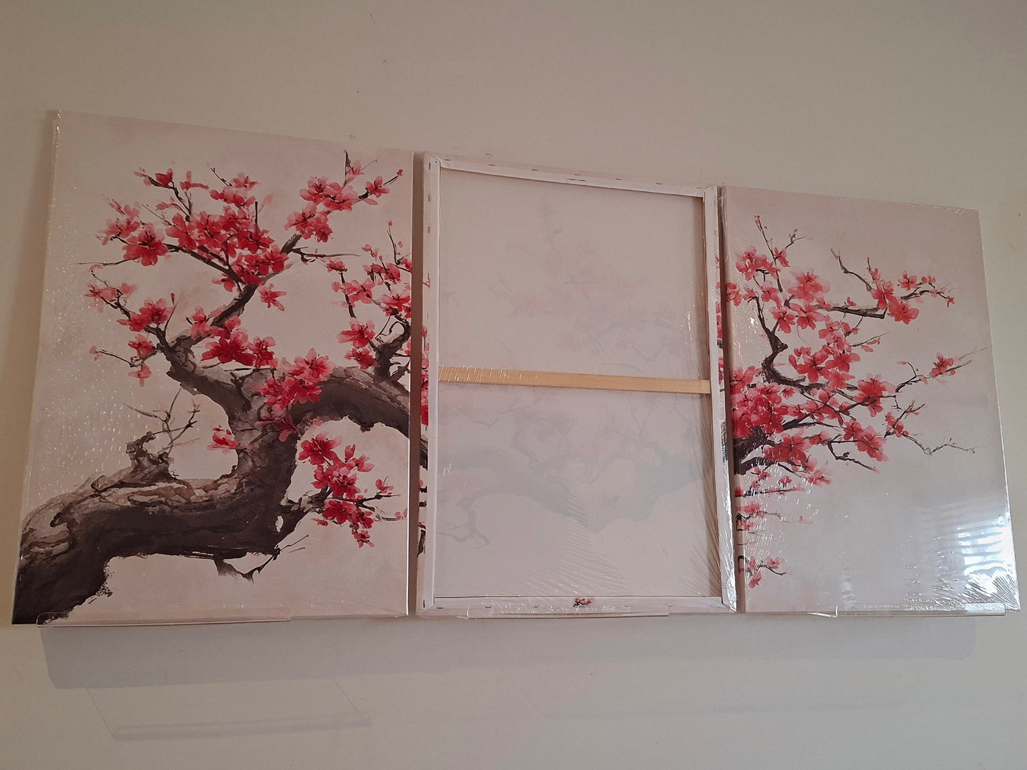 Pink Blossom Branch Canvas Wall Art Set