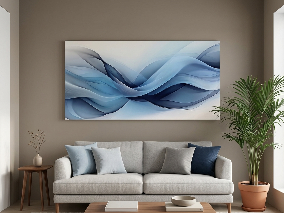 Modern Blue Abstract Canvas Wall Art - 1pc