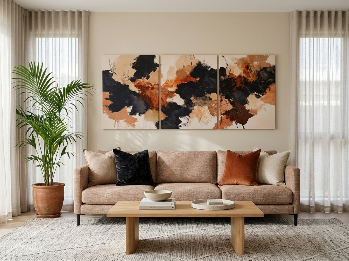 Modern Neutral Abstract Canvas Print Wall Art