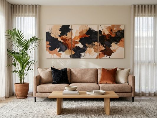 Modern Neutral Abstract Canvas Print Wall Art
