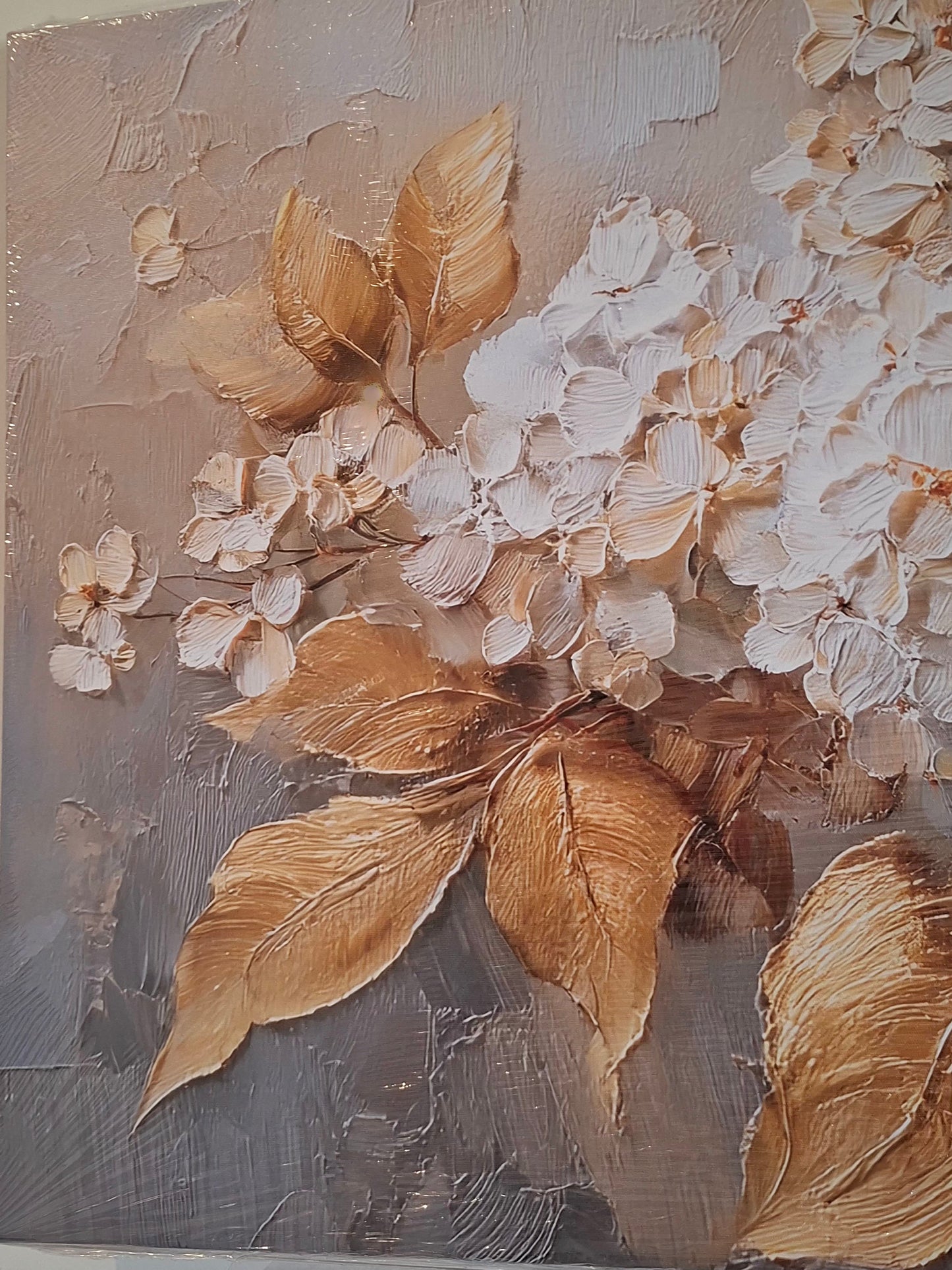 Golden Floral Canvas Wall Art - 1pc