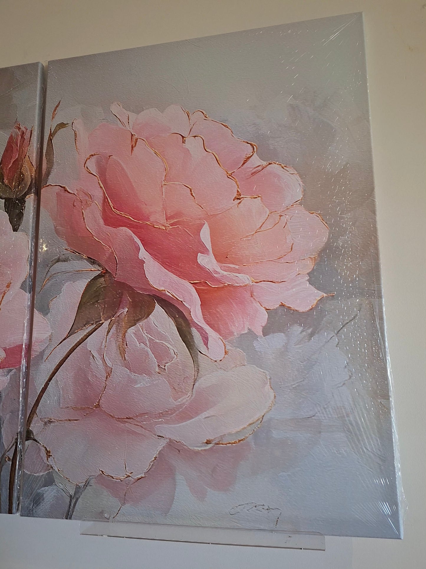 Pink Roses Canvas Wall Art Set