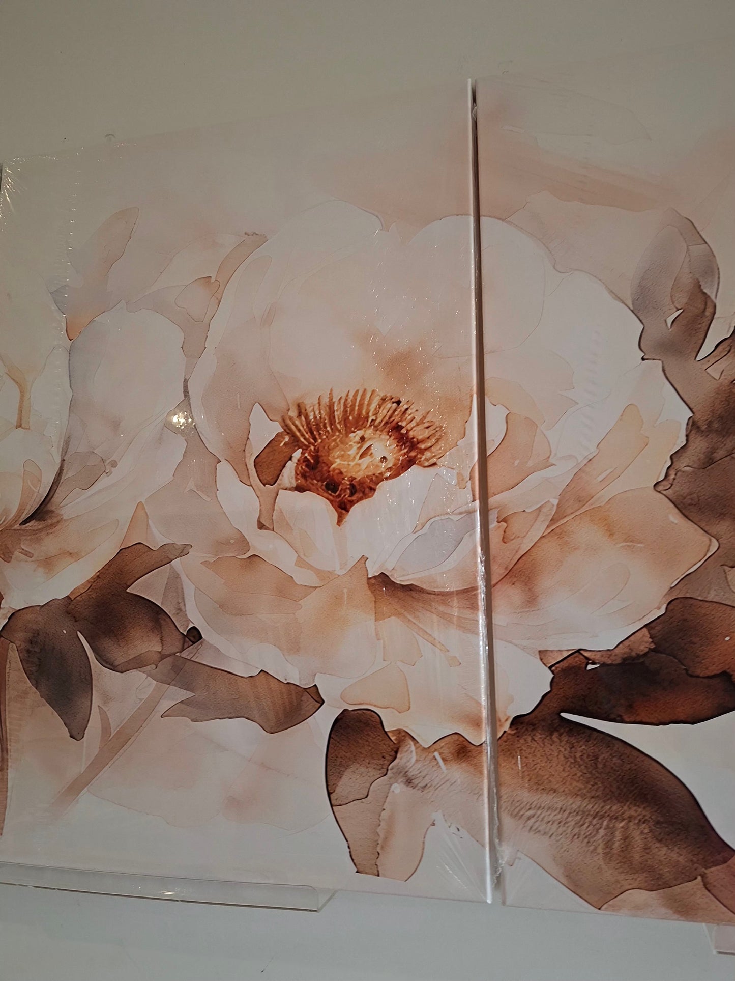 White Peony Floral Canvas Wall Art Set