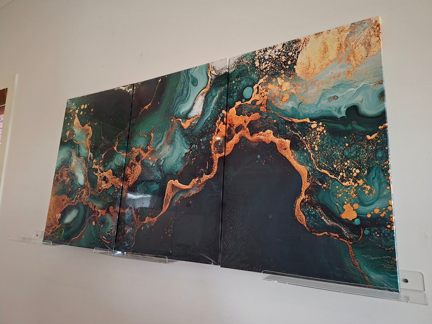 Green Fluid Abstract Canvas Wall Art Set