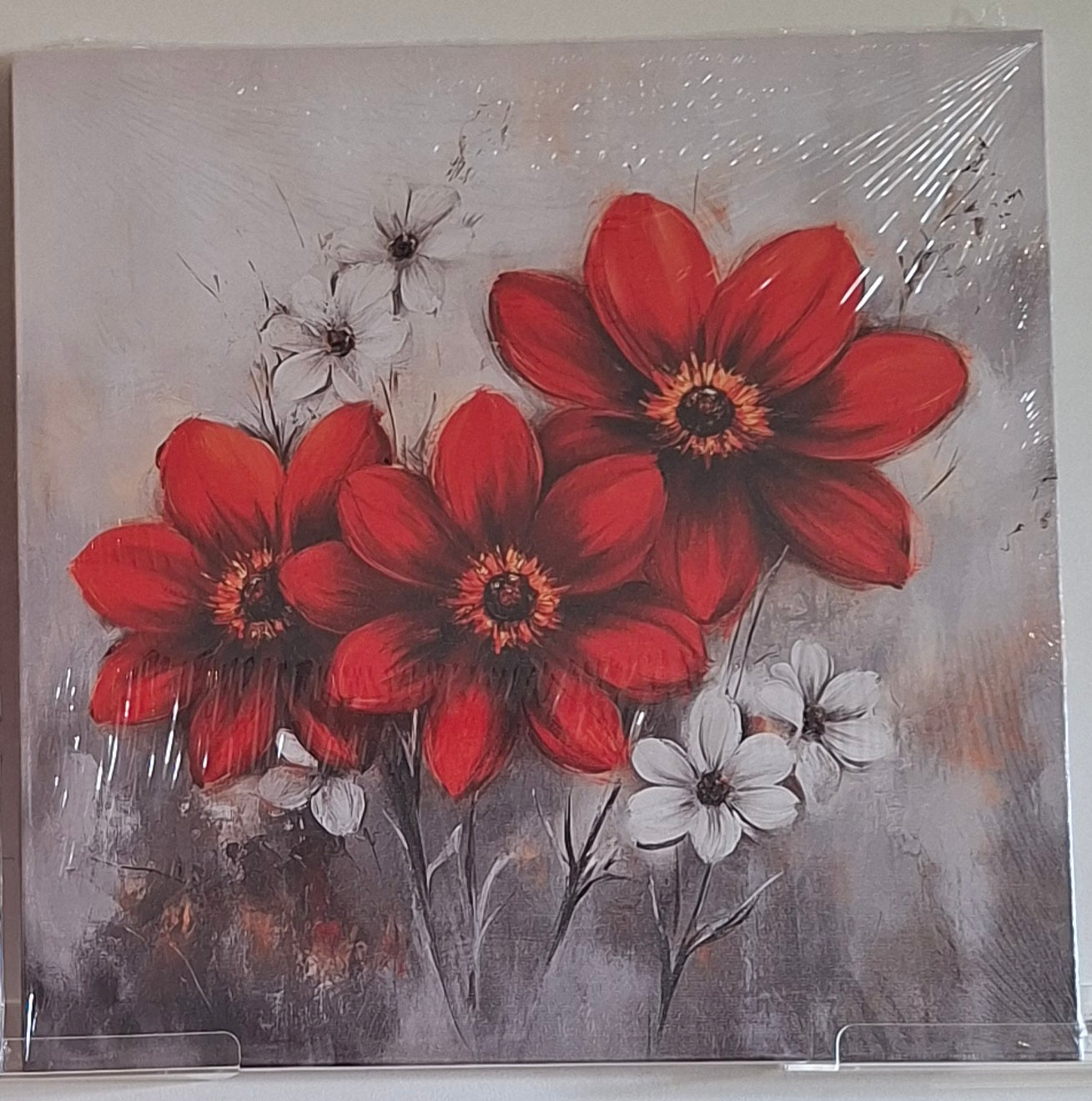 Vibrant Red Bloom Canvas Wall Art Set