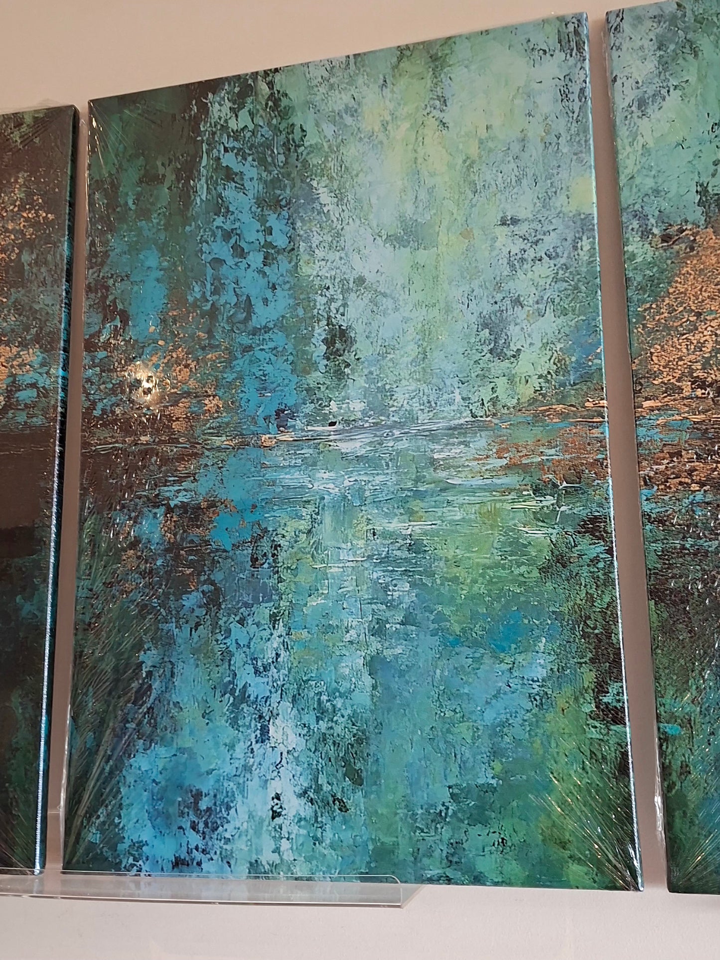 Teal Abstract Canvas Wall Art Set – Moody Textured Modern Décor