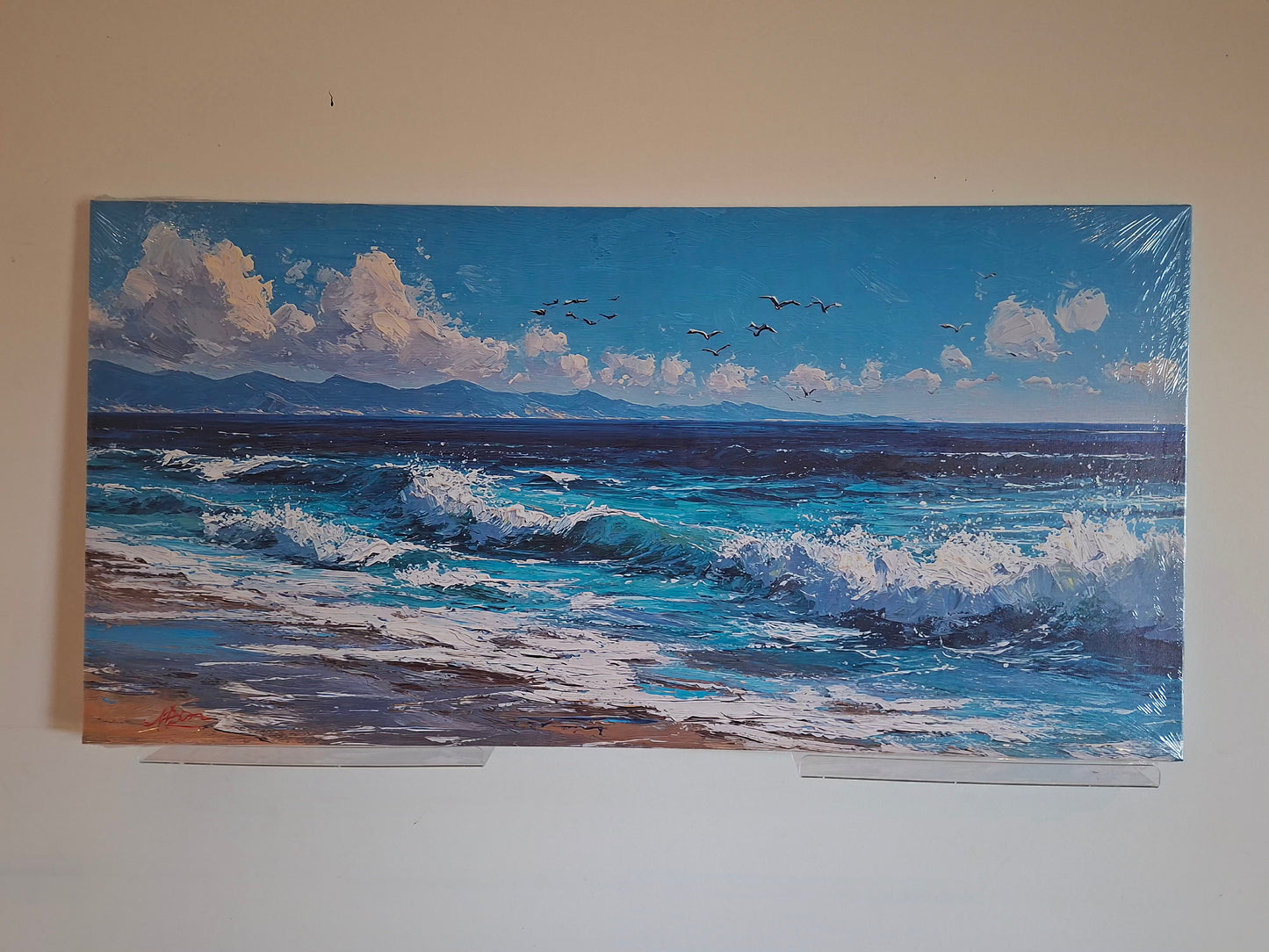 Ocean Waves & Seagulls Canvas Wall Art – Serene Coastal Landscape Décor