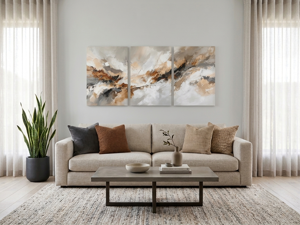 Neutral Abstract Canvas Print Wall Art Set
