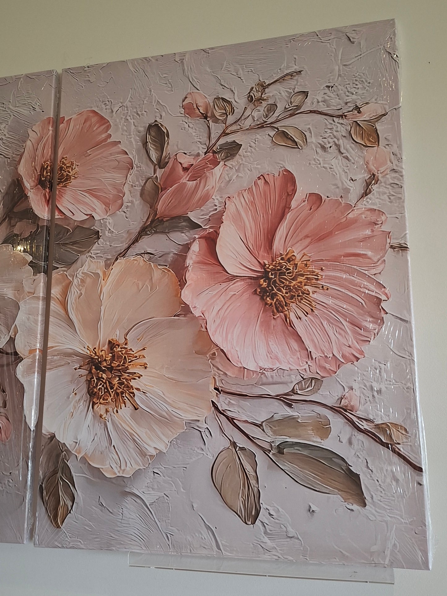 Soft Pink Floral Canvas Wall Art – Romantic Pastel Elegance Décor