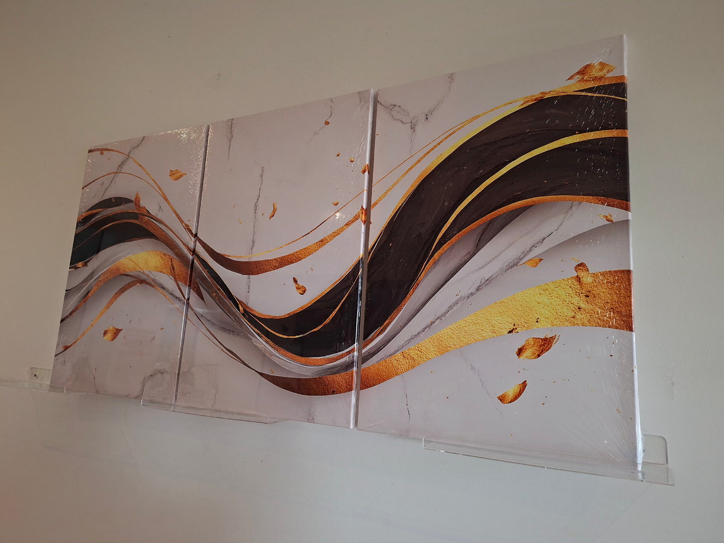 Gold Marble Wave Abstract Canvas Wall Art Set