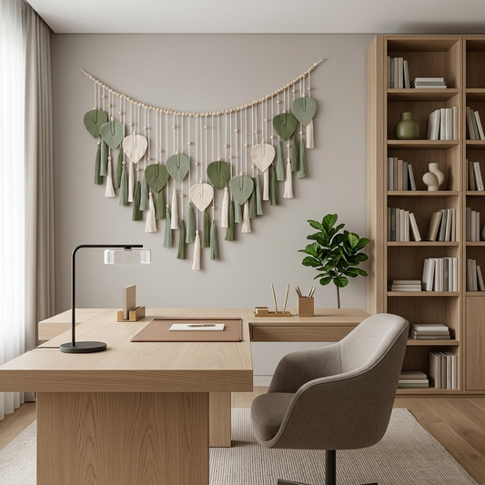 Bohemian Macramé Wall Hanging with Wooden Beads & Tassels