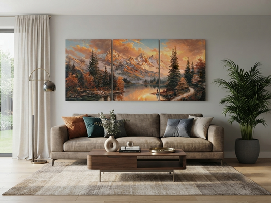 Sunset Mountain Landscape Wall Art Set