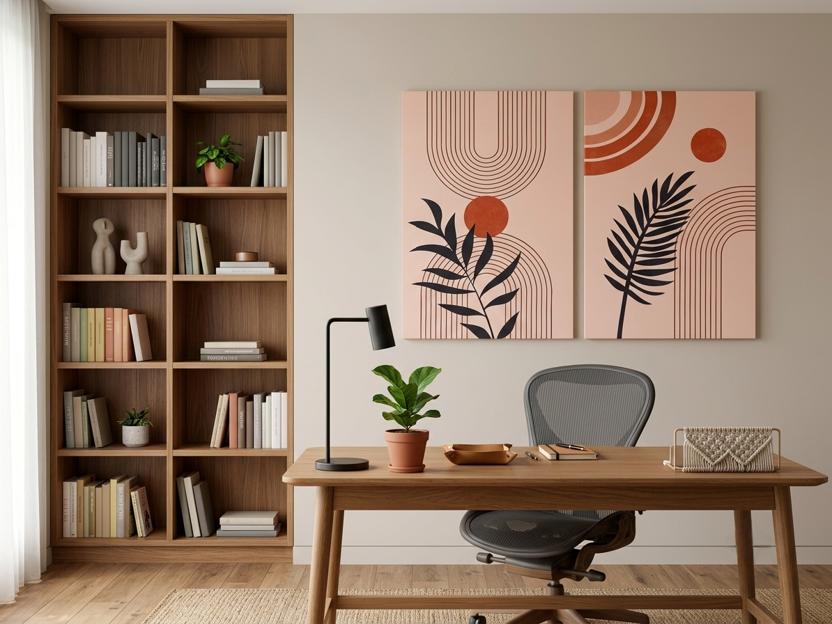 Scandinavian Abstract Canvas Wall Art – Natural Geometric Décor