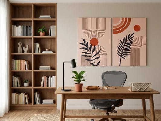 Scandinavian Abstract Canvas Wall Art – Natural Geometric Décor
