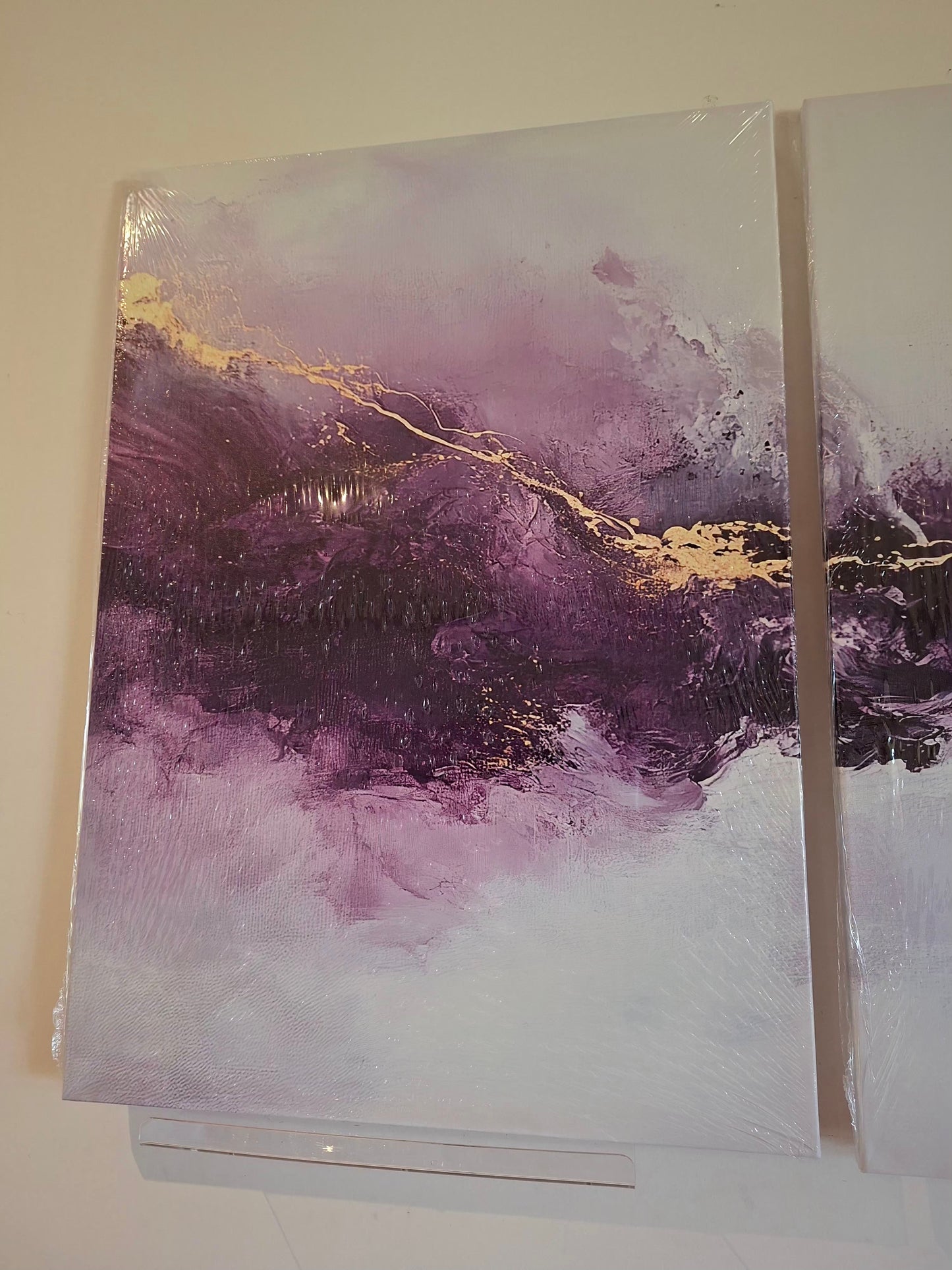 Purple & Gold Abstract Wall Art Set