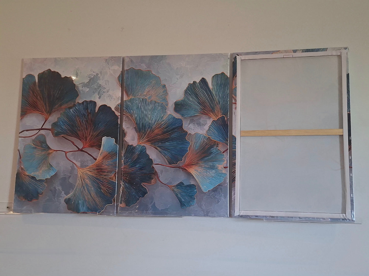 Teal & Gold Botanical Canvas Wall Art – Modern Leaf Elegance Décor